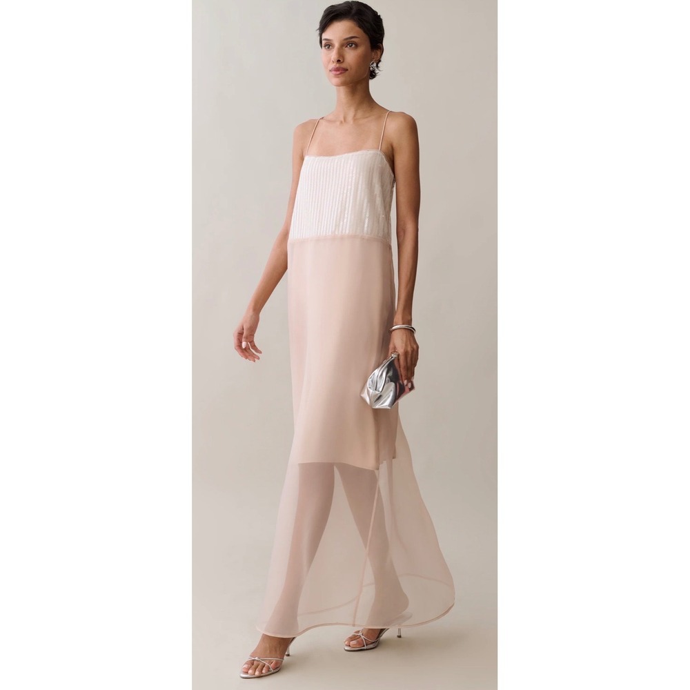 Few Moda O.P.T One Pretty Time Champagne Sequin Maxi Dress T26WDRP0328SC Size M